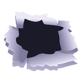 Bullet hole tearing through metal showing dark background vector