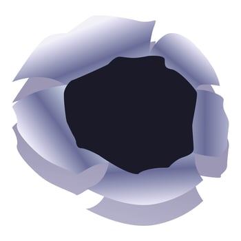 Bullet hole tearing through metal showing background vector