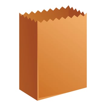 Brown paper bag standing upright isolated on white vector