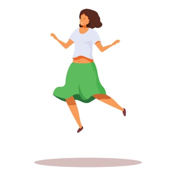Young woman jumping spreading joy and happiness vector