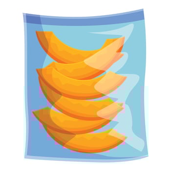 Vacuum pack containing slices of fresh butternut squash vector
