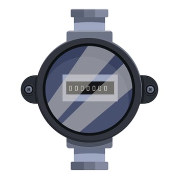Water meter showing zero consumption measuring water usage vector