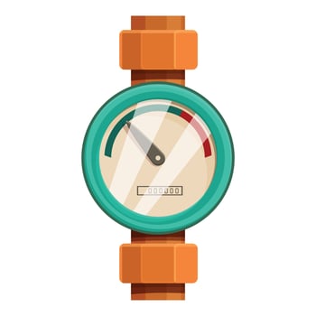 Water meter measuring water consumption in cubic meters vector