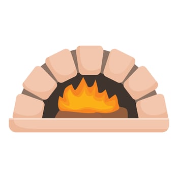 Traditional stone oven burning wood fire for baking bread and pizza vector