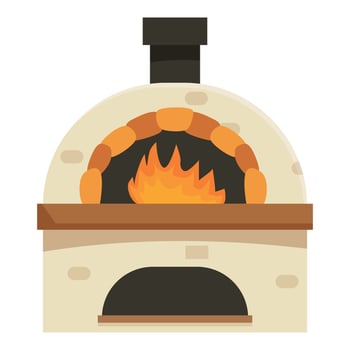 Traditional brick oven burning wood fire for baking pizza vector