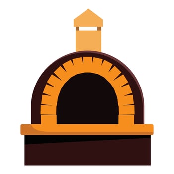 Traditional brick oven burning wood for baking pizza and bread vector
