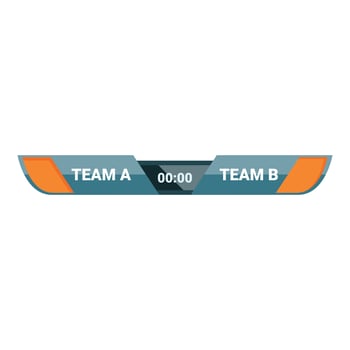Digital scoreboard showing time elapsed and team names for sport competition vector