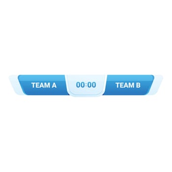 Digital scoreboard showing time elapsed and team names for sport competition vector