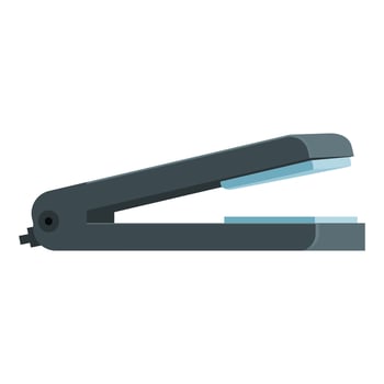 Black stapler fastening paper sheets side view vector