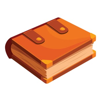 Closed leather book with metal elements is laying on surface vector