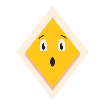 Surprised yellow square emoji with raised eyebrows and open mouth vector