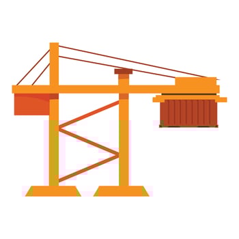 Port crane lifting container cargo loading logistics vector