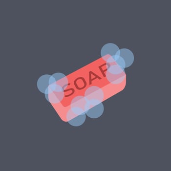pink soap with bubbles in flat design. vector