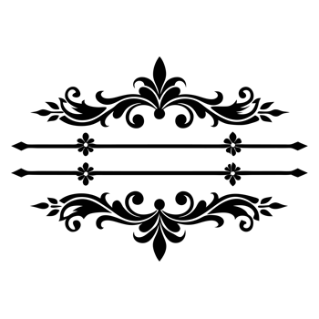 A black and white drawing of a decorative border png