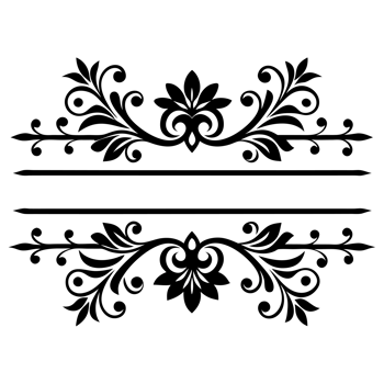 A black and white design with a floral pattern png