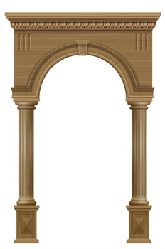 Wooden arch of portal door with columns vector