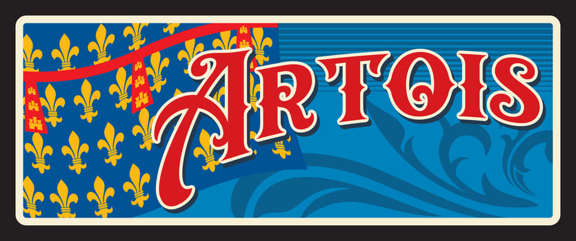 Artois region in France, old travel plate vector