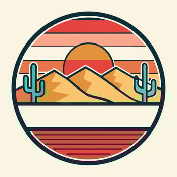 Desert logo vintage Tshirt design, retro design for summer time vector