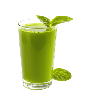 Glass of green mint juice isolated on transparent background cutout png