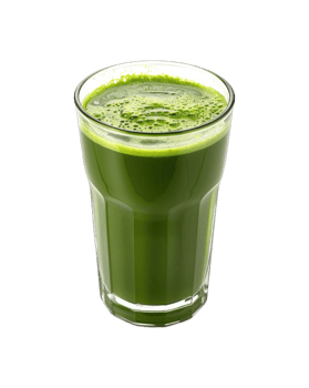 Glass of lemon green juice isolated on transparent background cutout png