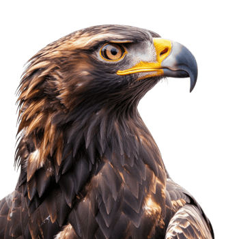 Closeup shot of Eagle side view isolated on transparent background cutout png