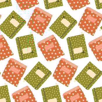 seamless background with cute notebooks and copybooks, back to school vector