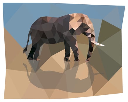 Elephant triangulation. Polygonal silhouettes of animals. vector
