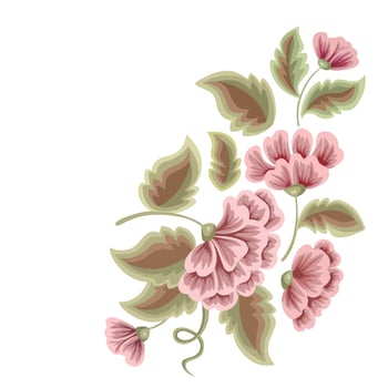 bouquet of delicate pink flowers for embroidery vector