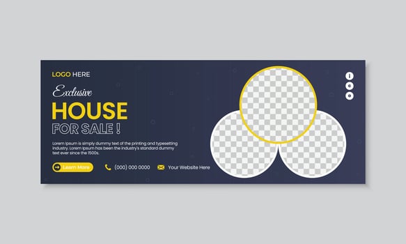 Exclusive house for sale real estate banner with modern design and space for images vector