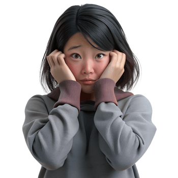 Asian woman covering her ears isolated on a transparent background png