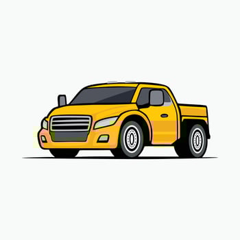 Illustration Yellow pick-up truck design or truck logo design delivery truck truck icon vector