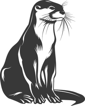 An otter is sitting on a white background vector