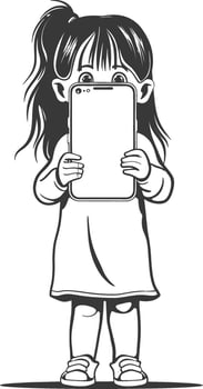 A girl holding a tablet computer in her hands vector