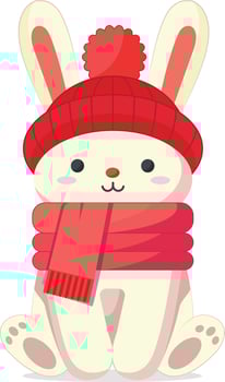 Winter Bunny in Red Hat and Scarf vector