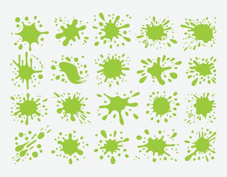 A collection of green goo splats for artwork compositions vector