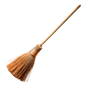 Traditional broomstick with wooden handle isolated. Halloween item. png