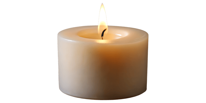Burning candle with warm glowing flame isolated on transparent background png