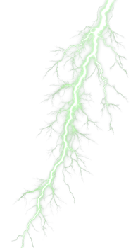 Horizontal green lightning bolt on transparent background png