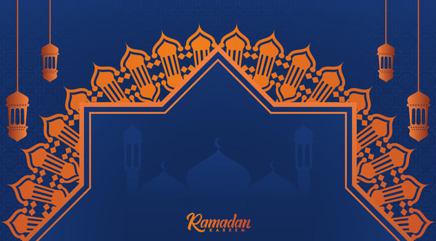 Ramadan Background with golden arabic arches and lamps. Suitable for Muslim greeting cards, invitations, posters, banners and other Islamic abstract background design templates. vector