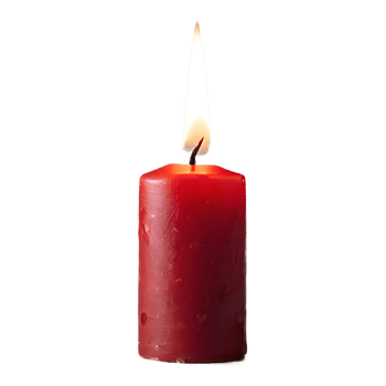 Red burning candle isolated on transparent background, light, flame, fire png