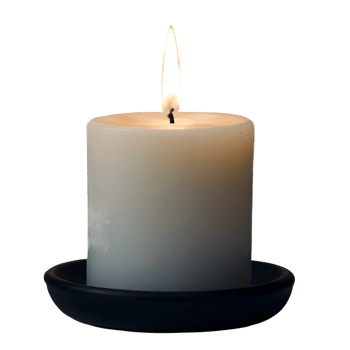 White burning candle isolated on transparent background, light, flame, fire png