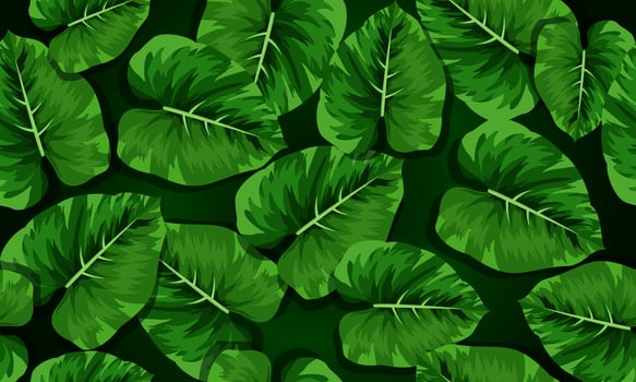Tropical palm leaves, jungle leaf seamless floral pattern dark green background. artistic wallpaper. vector