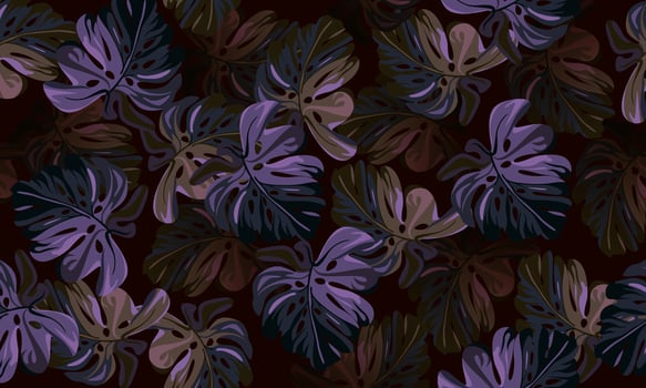 abstract colorful leaves. jungle leaves seamless floral pattern dark background. vector