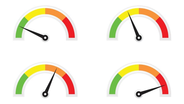 level measuring gauge set with different level indicator isolated on white background vector