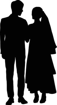 People wedding full body silhouette illustration vector