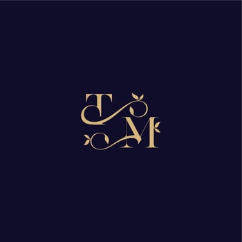 beauty leaf monogram logo organic and elegant concept TM wedding initial letter vector