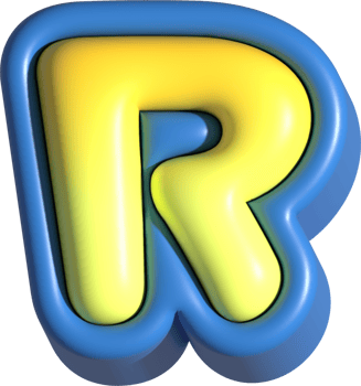 Letter R, 3d rendering uppercase alphabet png