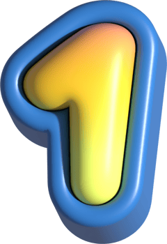 Number 1, 3d rendering uppercase alphabet png