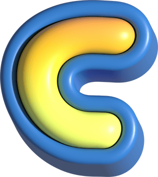 Letter C, 3d rendering uppercase alphabet png