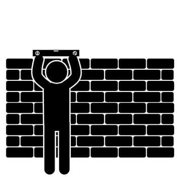 Illustration of a stick figure using a spirit level vector